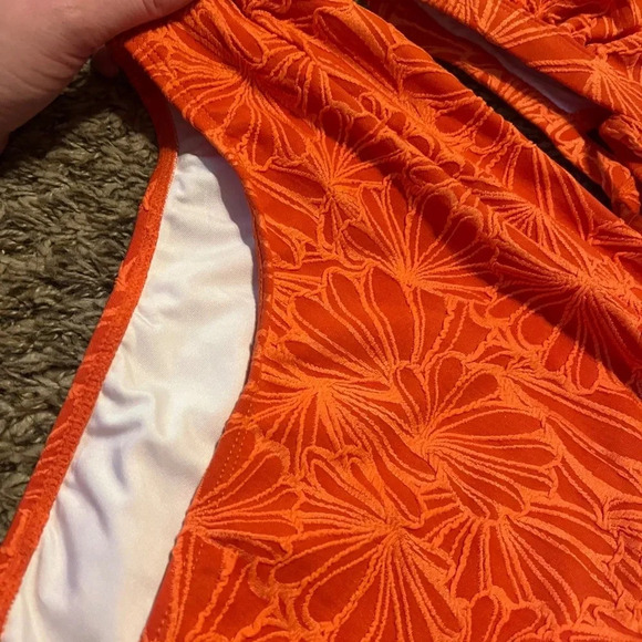 NWT women's cupshe bikini set floral Scalloped Top High Waist Bottoms size large - Picture 2 of 6